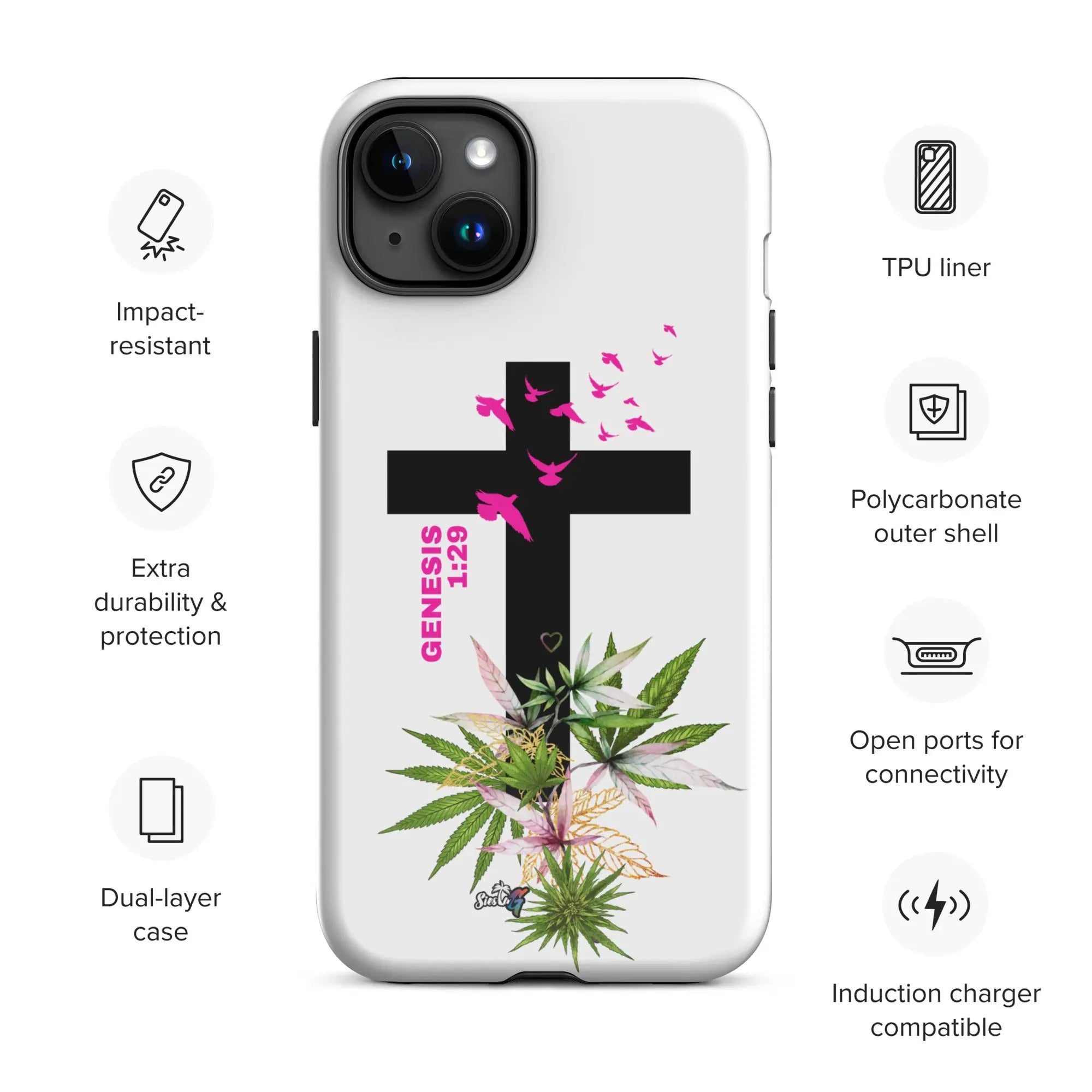 Genesis 1:29 Bible Quote Tough Case for iPhone® Siesta G Dispensary Siesta-G GlossyiPhone15Plus