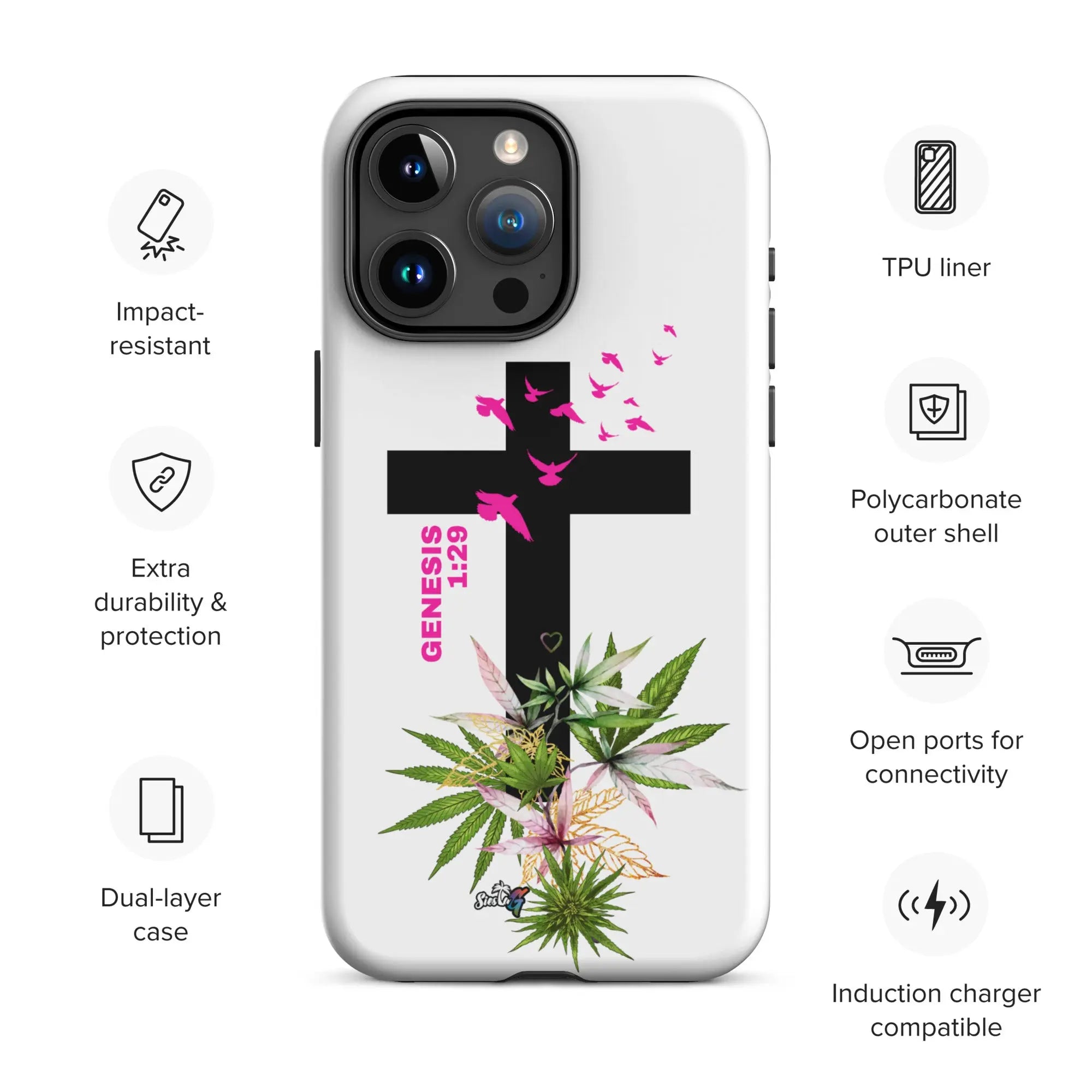 Genesis 1:29 Bible Quote Tough Case for iPhone® Siesta G Dispensary Siesta-G MatteiPhone15ProMax