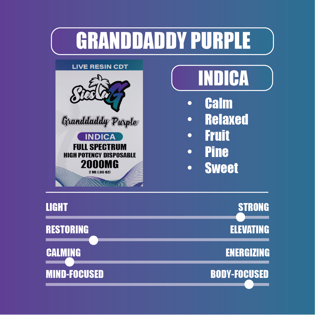 Siesta G 2G - Grandaddy Purple (Indica)
