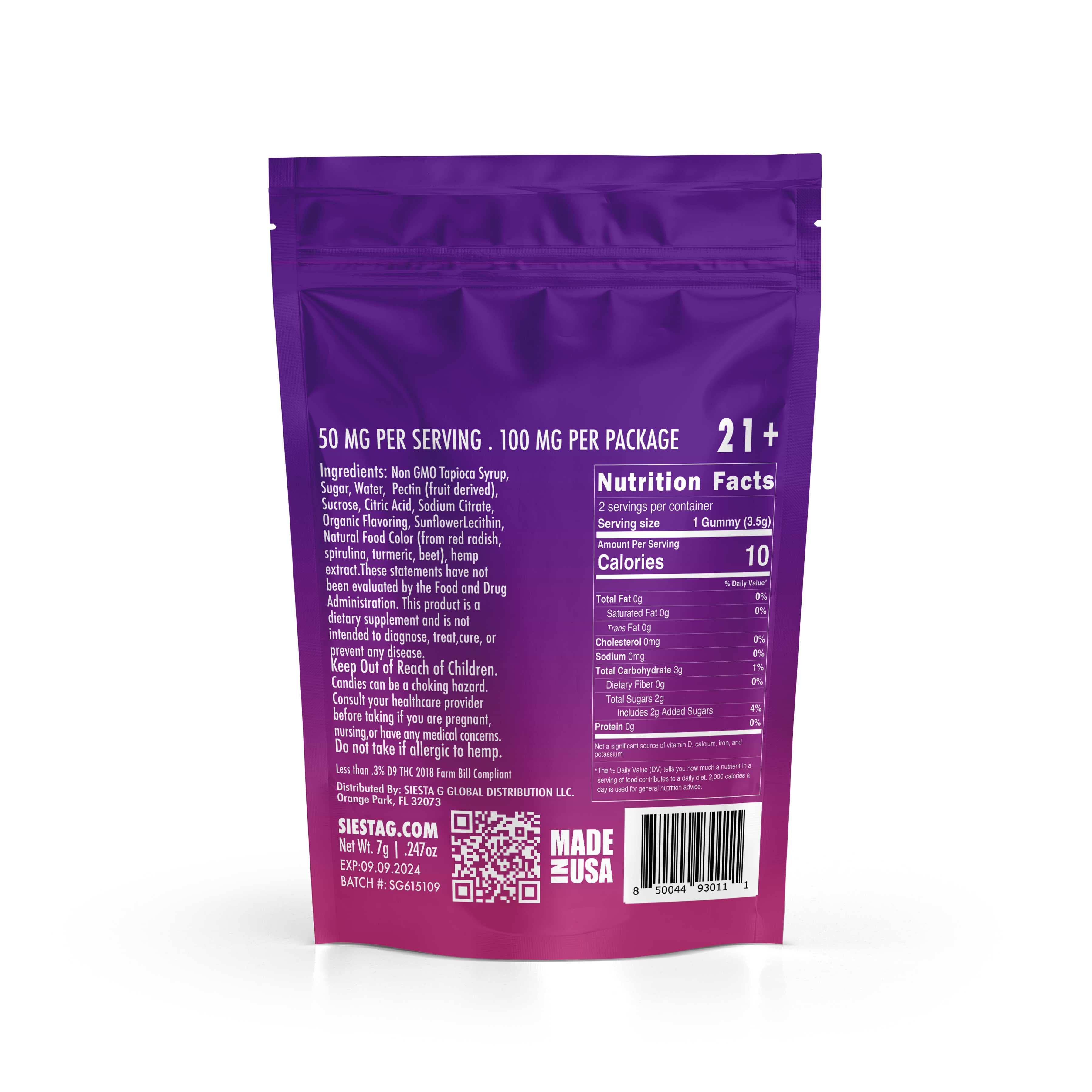 HHC Gummies 100mg 2 Pack G Berry Siesta-G