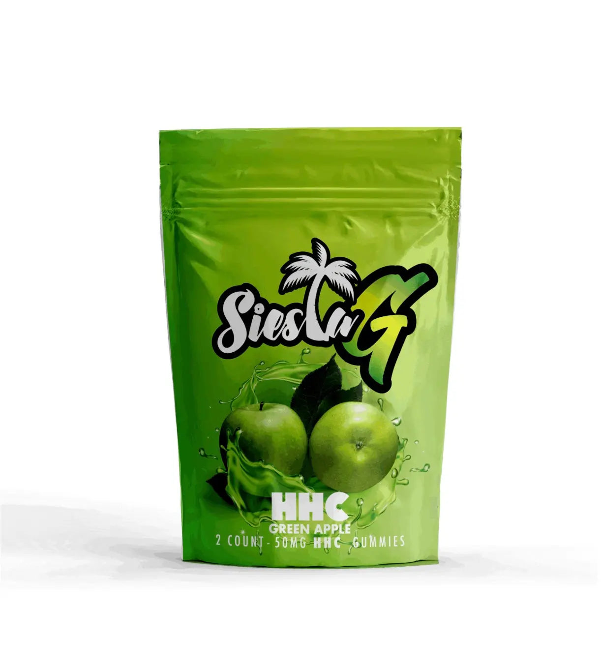 Delta 8 THC - 2 PCK HHC Gummies 100mg 2 Pack Green Apple Siesta-G Siesta G Dispensary
