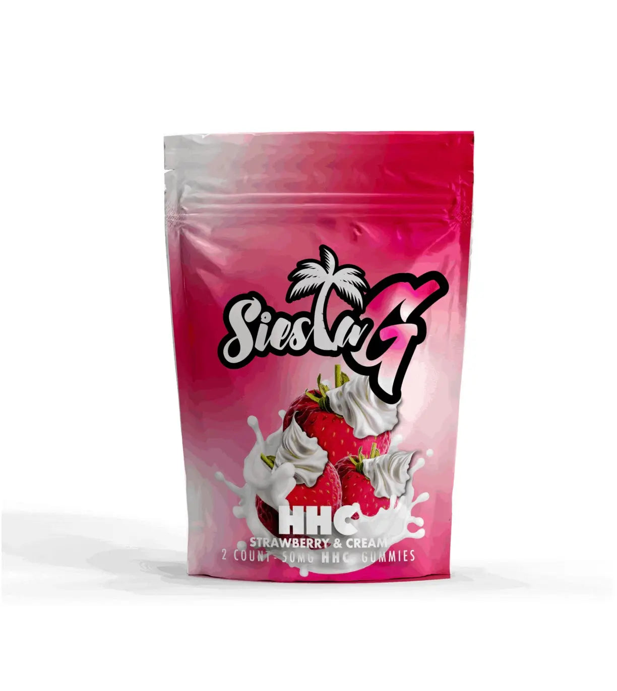 Delta 8 THC - 2 PCK HHC Gummies 100mg 2 Pack Strawberry & Cream Siesta-G Siesta G Dispensary