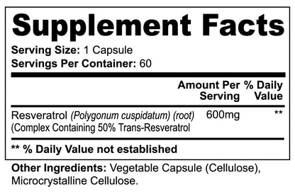 Specialty Supplements Resveratrol 50% 600mg Siesta G Siesta G Dispensary