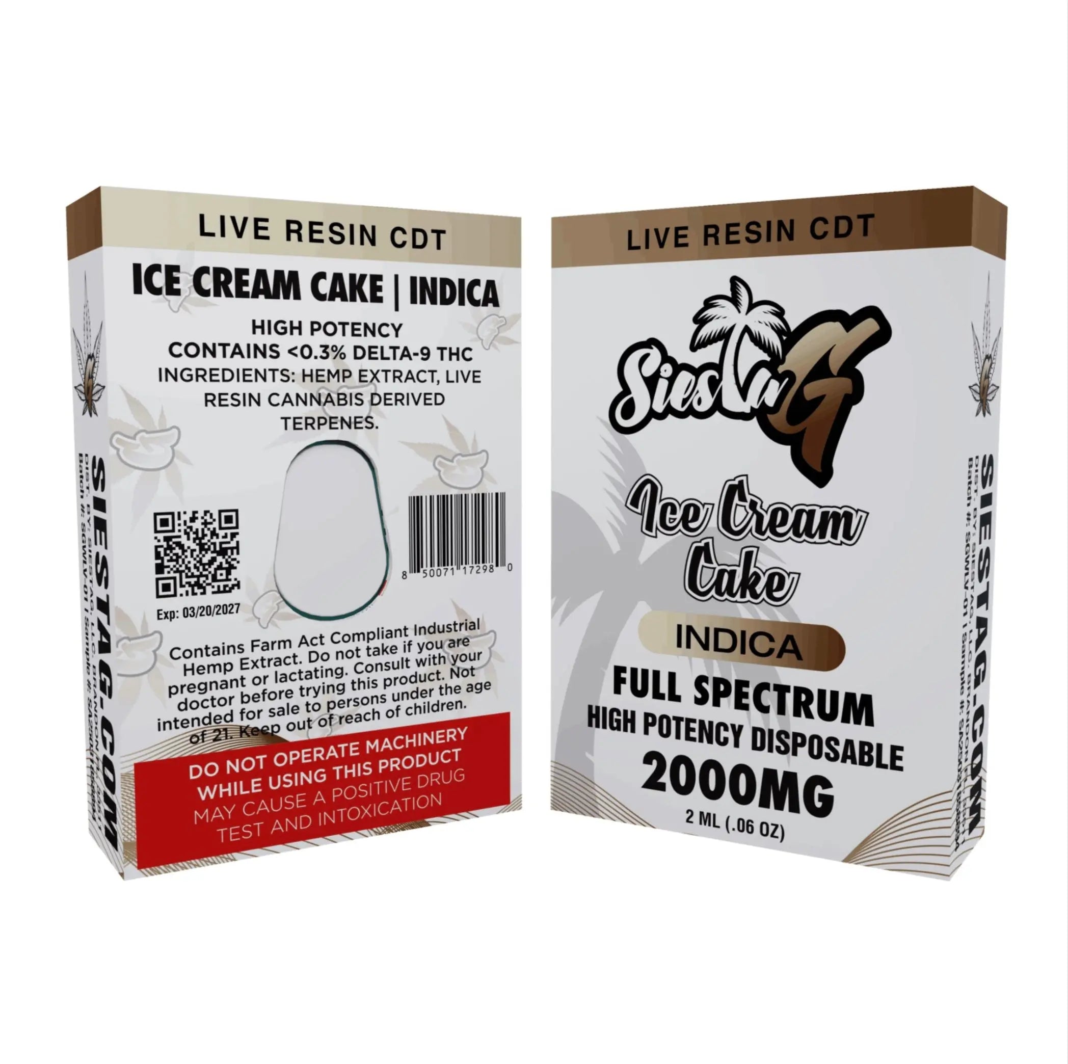 Disposables Siesta G 2G - Ice Cream Cake (Indica) Siesta G Siesta G Dispensary