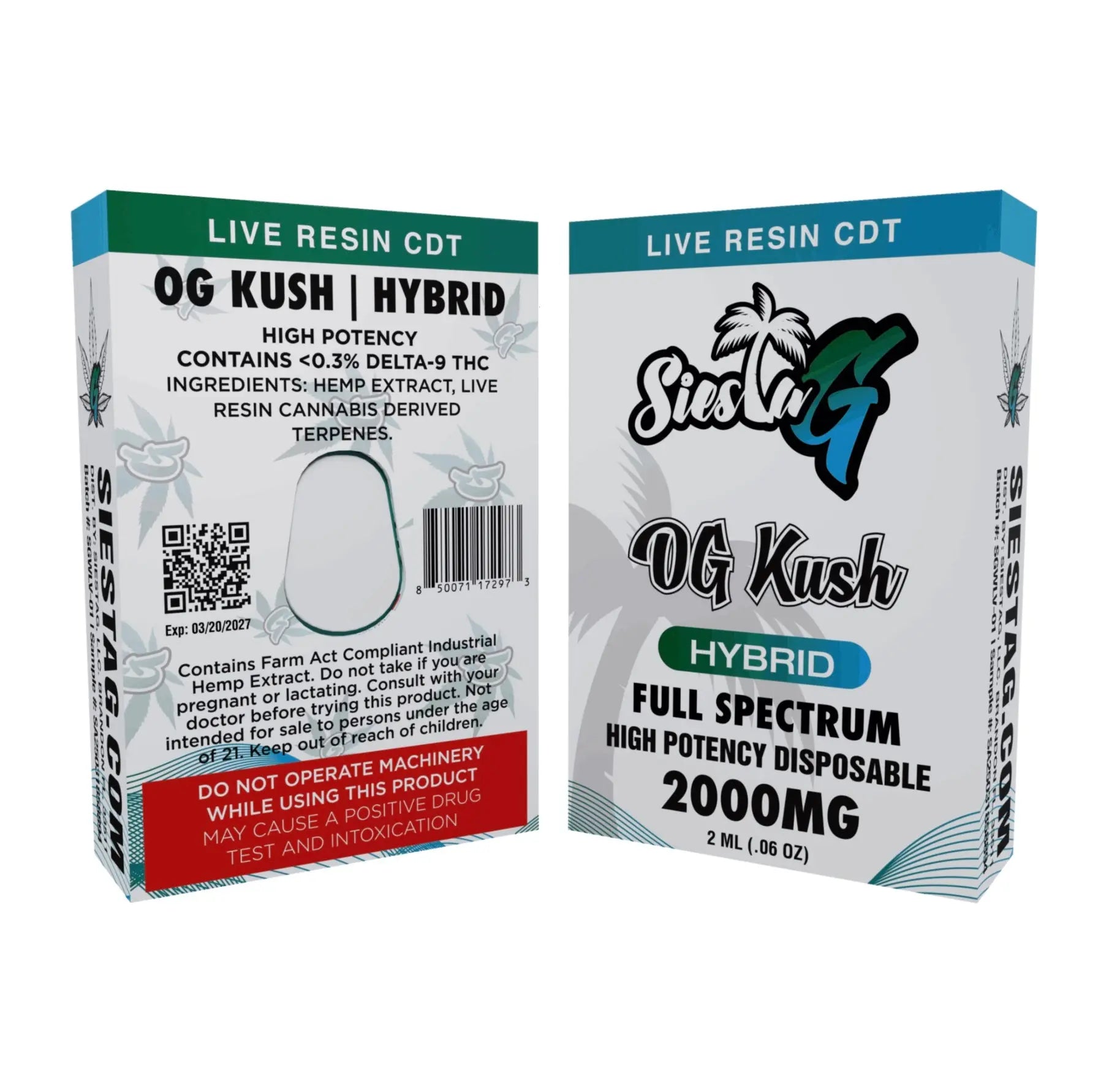 Disposables Siesta G 2G - OG Kush (Hybrid) Siesta G Siesta G Dispensary