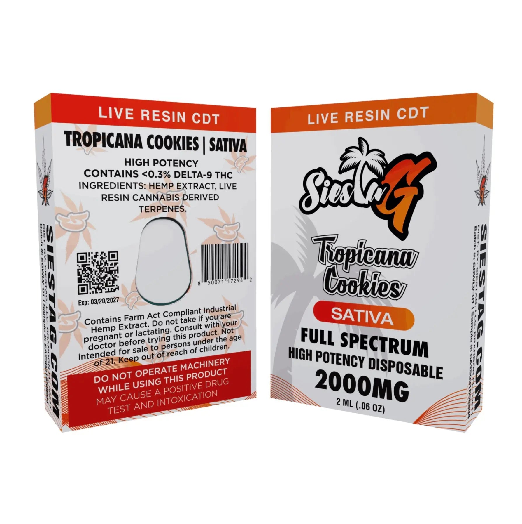 Disposables Siesta G 2G - Tropicana Cookies (Sativa) Siesta G Siesta G Dispensary