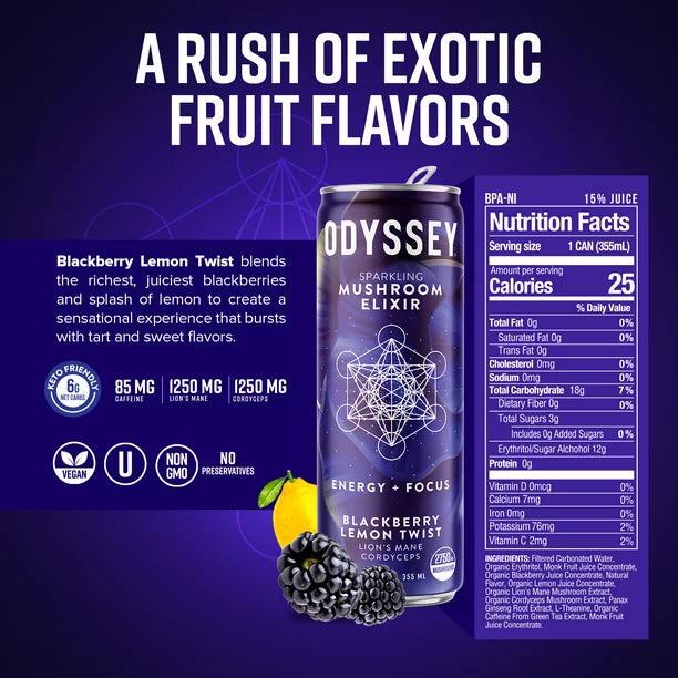 Blackberry Lemon Twist Odyssey Elixir Energy Drink From Siesta G