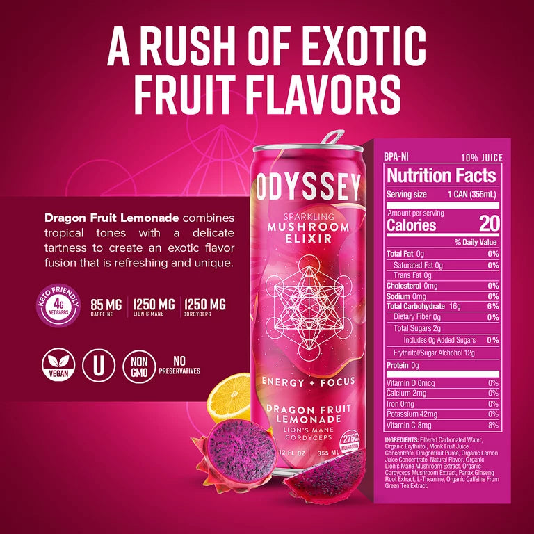 Dragon Fruit Lemonade Odyssey Elixir Energy Drink From Siesta G