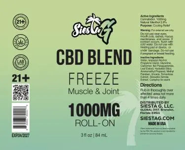 CBD Freeze Muscle &amp; Joint Roll-On - 3000mg Siesta G  Siesta G Dispensary