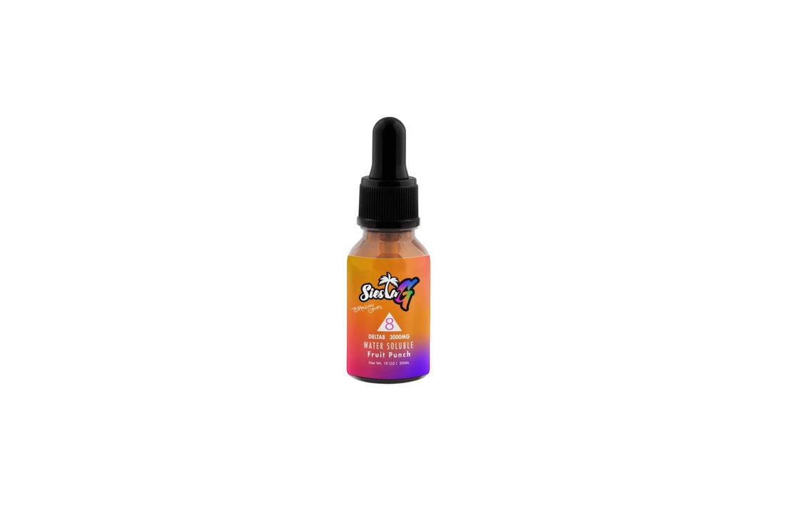 Delta 8 Tincture 3000mg Water Soluble Fruit Punch Drops Siesta-G